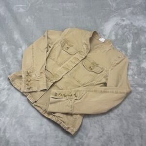 Cabi Tan Utility Jacket Button Front Long Sleeve Women Size S